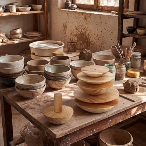 DoubleFill 6 Pack Pottery Molds 6'' 8'' 10'' Thickness 2.5'' and 1.5'' Plaster Molds Wood Pottery Tools with Handle for Ceramic Top Forms DIY Bowls Plate Dish Slump Press Art Making (Hemispherical) - Image 6