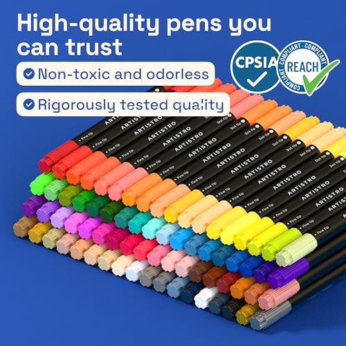 ARTISTRO Dual-Tip Acrylic Paint Marker Pens - Set of 72 - Image 7