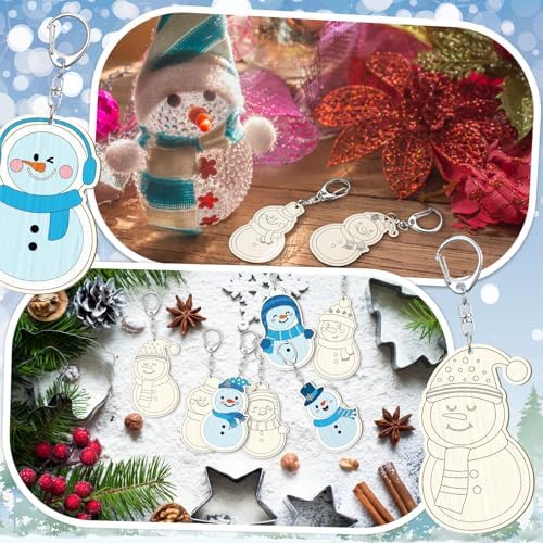 RattanView 24 Pcs Snowman Craft Keychains DIY Keychain, 12 Styles - Image 6