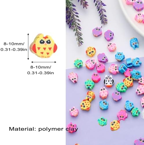 100pcs Owl Polymer Clay Spacer Beads for Women Jewelry Making DIY Bracelet Necklace Hair Clip Accessories (Owl) - Image 4