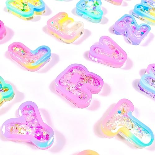 Alphabet Resin Shaker Molds Kawaii Keychain Charm Large and Small Set Pack of 107 Silicone Trays Seal Films Precision Tip Applicator Bottle Kit Bundle - Image 6