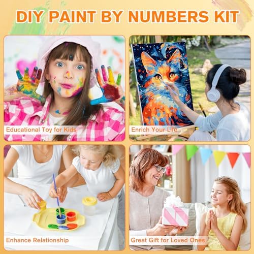 Bowetile Cat Paint by Numbers for Adults Beginners Framed, Easy Adults' Paint-by-Number Kits, DIY Adult Paint by Number Kits on Canvas, Animals Acrylic Number Painting for Home Decor, 8x12in - Image 7