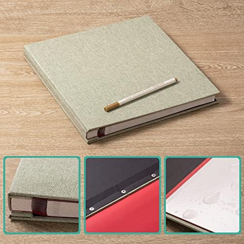Large Photo Album Self Adhesive 4x6 5x7 6x8 8x10 Pictures Scrapbook Magnetic Album DIY Scrap Book 60 Sticky Pages Linen Cover DIY Photo Album with A Metallic Pen and DIY Accessories(Grass Green) - Image 6
