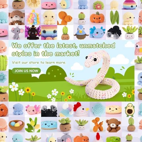 Crochet Kit for Beginners, Beginner Crochet Kit for Teenagers Adults with Step-by-Step Video Tutorials, DIY Crochet Animal Kits Knitting Supplies, Snake (40%+ Yarn) - Image 6