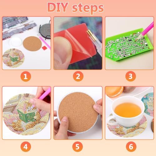 8 Pcs Cat Diamond Art Coasters Kit for Adults, Diamond Painting Coasters - Image 7