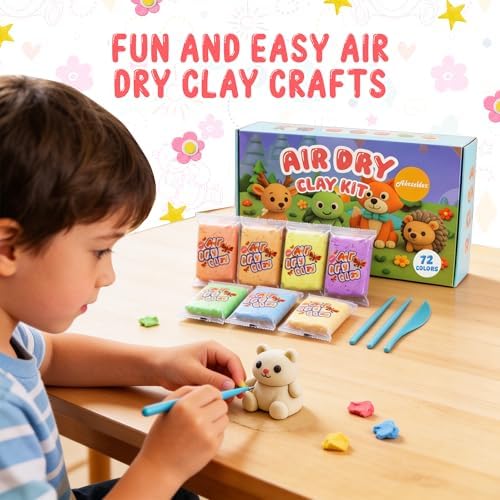 Air Dry Clay for Kids – 72 Colors Soft Modeling Clay Kit, Non-Toxic, DIY Model Art & Crafts Toys with Sculpting Tools, Paintable Craft Kit, Home Party Favors, Birthday Gift for Ages 3+ - Image 7