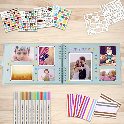 Gotideal 80 Pages Scrapbook Album with 10 Metallic Markers, Blue - Image 6