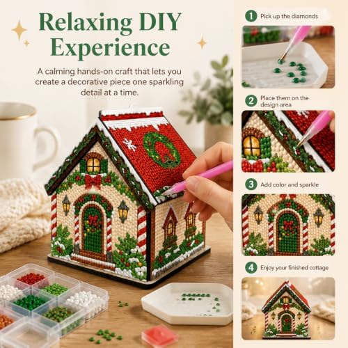 FRANDEK DIY Wooden House Diamond Art Painting Kit for Adults (Christmas - Image 7