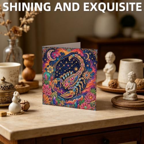 LAKEQUILL DIY Diamond Art Painting Greeting Kit, 12 Pieces, Creative Craft Set,12 Zodiac Signs - Image 7