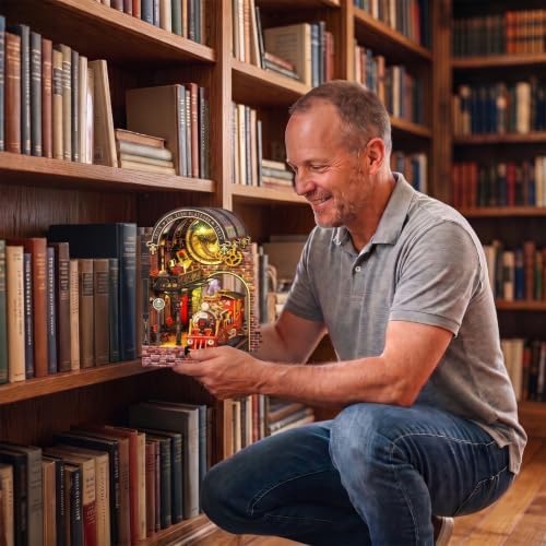 Book Nook Kits for Adults, 3D DIY Miniature Wooden Puzzle with LED Light, Adult Crafts Kits, House Bookshelf Decor, 231 Pieces Model Building Gift for Adults & Teens (Zero Platform) - Image 7
