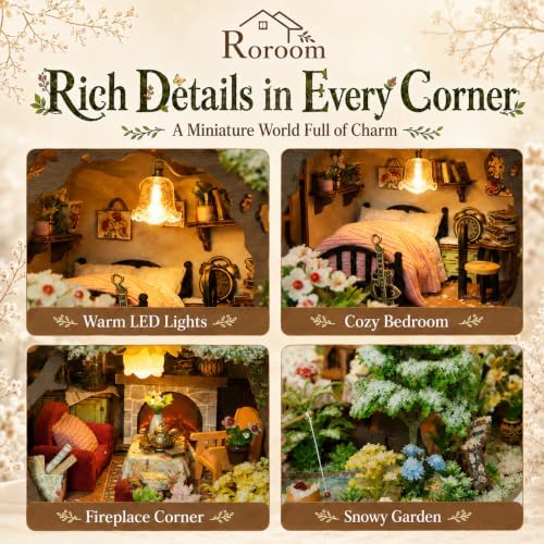 Roroom DIY Miniature House Kit, Snowy Fairy Forest House Dollhouse Kit - Image 7