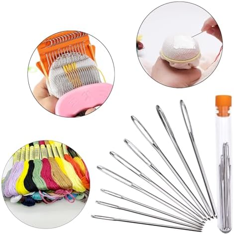 Allazone Small Darning Weaving Loom Darning Loom, 12 Hooks Type Weave Tool Small Weaving Loom Machine with 50 Color Darning Threads for DIY Artful Patterns, Repair Clothes - Image 7