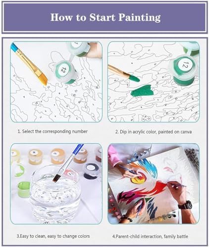 VIGEGU 4 Pack Paint by Numbers Kit for Adults with Frame - Image 7