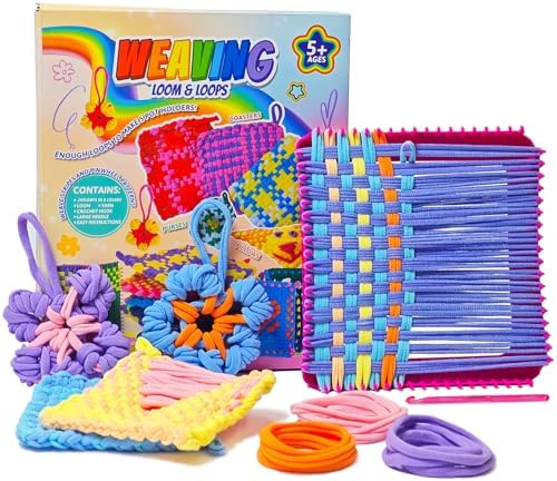 ZJEFUNS Weaving Loom Kit Toys for Kids and Adults DIY Arts and Crafts for Girls Ages 5 6 7 8 9 10 12, Pot Holder Loom Knitting Kits Includes 8 Color Craft Loops for Beginners - Image 7