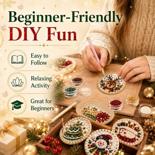6 Pcs Christmas Pearl Diamond Art Ornament Kit for Adults (A2pc) - Image 7
