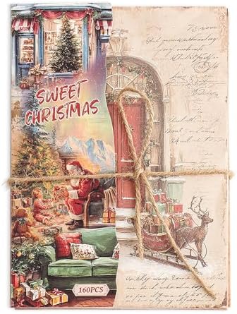 icceemee 160 sheets of Christmas scrapbook paper, Christmas theme journaling scrapbook supplies craft collage paper set, junk journal bullet journal poster room decor for card making decorative gifts - Image 7