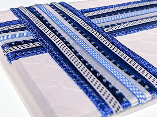 DIY Greeting Card Kit - Ribbon Cards - Handmade DIY Card Kits - Card Making Kit, Thank You & Birthday Cards - Card Kit for 10 Project Card (Platinum & Royal Blue) - Image 7