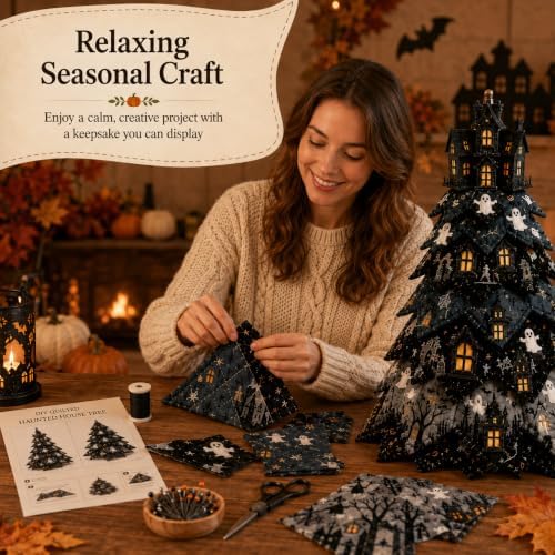 2026 New Christmas & Halloween DIY Quilted Fabric Tree Kit, 3D Layered Sewing Craft Set for Beginners, Christmas Tree Quilt Kit, Handmade Tabletop Holiday Decor, Gift for Craft Lover - Image 7