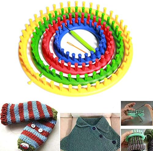 Kakalote Round Knitting Looms Set, Craft Kit Tool with Hook Needle and Crochet, Round Plastic Knit Quick Loom Set, for Loom Knitting Hats, Scarves Shawl Sock Blankets & More(Yellow-29cm) - Image 7
