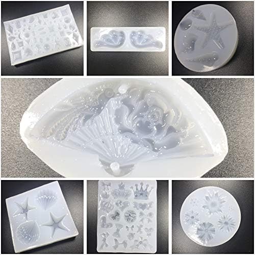 UV Epoxy Resin Crystal Clear + Pearlescent Liquid Pigments + Silicone Molds + Open Back Bezels + Decoration Sheets + Tweezers + Mini Light, Jewelry Making Kit Pendants Earrings Resin Art Craft Set - Image 7