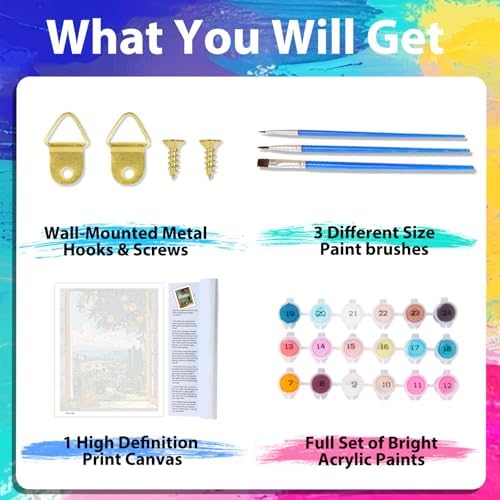 xcemhil Landscape Paint by Numbers Kit for Adults Beginner, Scenery Paint by Numbers for Adult, Acrylic Paint by Number Kits Suitable for Home Wall Art Decor Gifts 16x20 Inch - Image 7