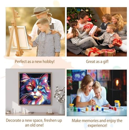 Artunion Framed Paint by Numbers Kit for Adults Beginners & Kids Ages 8-12,Colorful Cat Paint by Number with Frame,Easy Acrylic Paint by Numbers Kit on Canvas 10 * 10 Inch Without Easel - Image 7