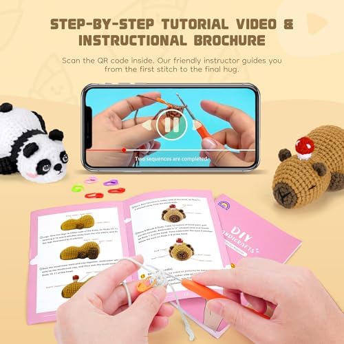 Crochet Kit for Beginners, Panda & Capybara Crochet Animal Kits - Image 6
