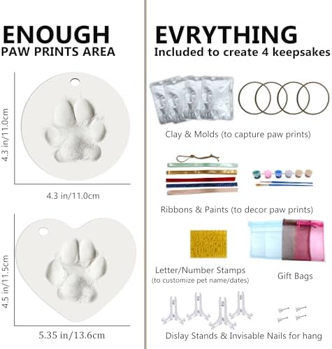 MYPAWLETS Dog Cat Pawprints Keepsake Kit,Make 4 Clay Paw Print Ornaments - Image 7