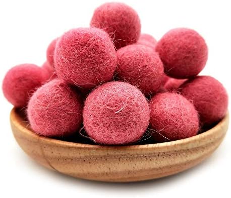 Elaine Room 2cm 20mm Wool Felt Balls Beads 100% Natural Wool Felting Woolen Felted Fabric for Home Decor Dream Catcher DIY Garland Crafts Handcrafts Project DIY (Light red 50pcs) - Image 2