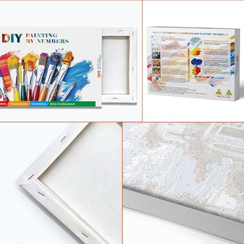 JOOZ Paint by Numbers Kit for Adults with Frame, Seaside Scene Paint by Number with Easel, DIY House Flowers Oil Painting by Numbers, Adult Paint by Number Kits Landscape for Wall Decor 8x12 Inch - Image 6