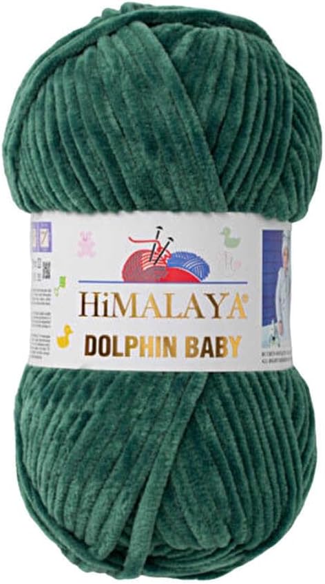 1 Skein/Pack Himalaya Dolphin Baby Chenille Yarn, Each Ball 100 gr (3.5 oz), 120 m (132 Yards), 100% Polyester, Super Bulky Baby Blanket Velvet Amigurumi Yarn, 80360 - Sea Green