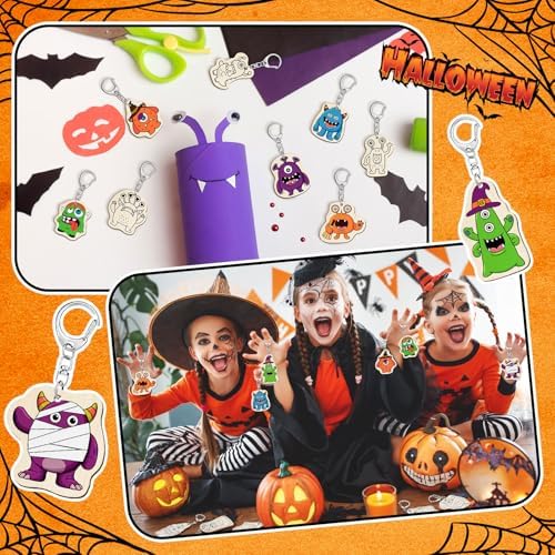 RattanView 24 Pcs Monster Craft Keychains DIY Keychain, 12 Styles - Image 6