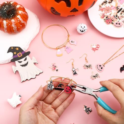 MARFOREVER 40 Pcs/20 Pairs Pink Halloween Charms for Jewelry Making - Image 6