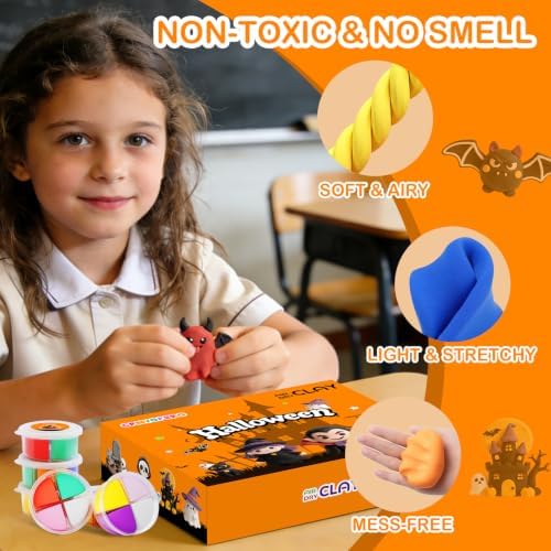 Air Dry Clay Kit - 12 Halloween Modeling Clay for Kids, Complete DIY Clay Craft Set with Sculpting Tools & Step-by-Step Tutorials, Ultra Soft & Non-Sticky Clay, Gift Ideas for Halloween - Image 6