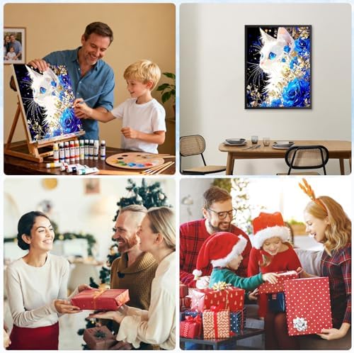 RICUVED Cat Paint by Numbers for Adults, Flowers Paint by Numbers Kit for Adults Beginners, DIY Acrylic Oil Painting on Canvas Easy for Gift Home Wall Decor 16x20 Inch - Image 7