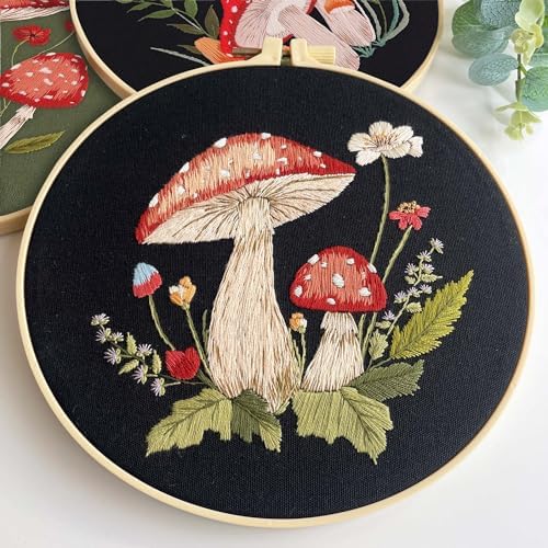 Myfelicity 3 Sets Mushroom Embroidery kit, Adult Beginner DIY Needle kit,Art Craft Handy Sewing Set - Image 6