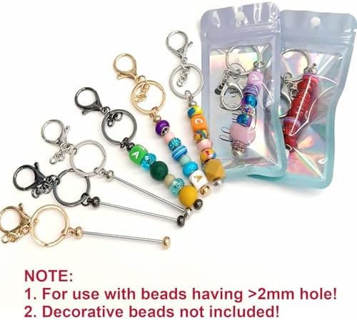 42/84/126 Pcs Beadable Keychain Bars Bulk Blank DIY Beaded Keychain Making Supplies with Bag Thank You Card - Image 6