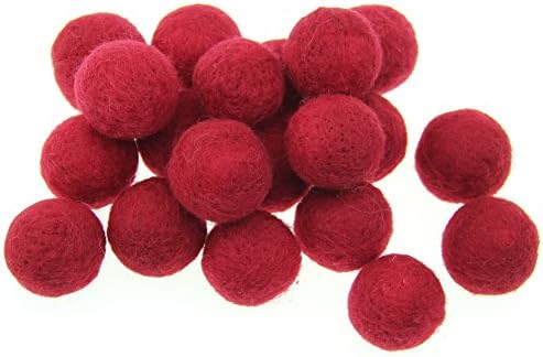 Zasy 30mm Needle Wool Felt Balls Foam Filled Wool Felt Pom Pom Home Decor DIY (Wine Red) - Image 4