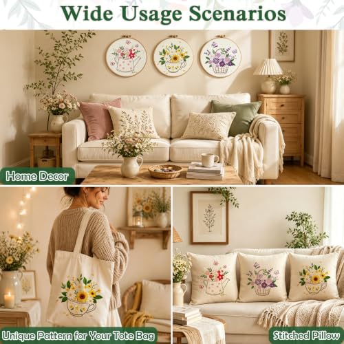 Louise Maelys 3 Set Flower Embroidery Kit for Beginners, Gift for Lovers - Image 7