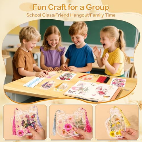 212 PCS Pressed Flower Bookmark Making Kit, DIY Clear Bottle Bookmark Kit with Dried Flower Tassel Butterflies Open Sticker Tweezer, DIY Projects Party Favor Gift for School Reading Adult Book Lovers - Image 7
