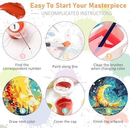 Offito Framed Paint by Numbers Kit for Adults Beginners, Sea and Moon - Image 7