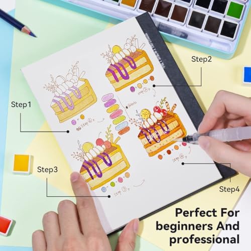 MeiLiang Watercolor Paint Set, 36 Vivid Colors in Pocket Box with Metal Ring and Watercolor Brush, Perfect for Students, Beginners and More - Image 6
