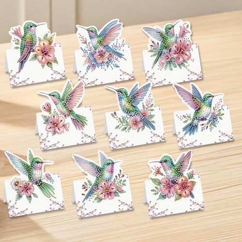 jinglinhh 12pcs Flower Hummingbird Diamond Art Painting Greeting Cards with Envelopes, DIY Card Making Kits for Adults, Diamond Art Christmas Cards for Birthday Holiday Postcards Craft Gifts - Image 7