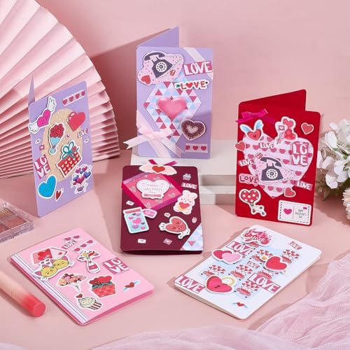 WEBEEDY 15 Sets Valentines's Day Card Making Kits Complete DIY Greeting Card Sets with Blank Cards, Stickers, Envelopes for Beginners Birthday Christmas Valentines's Day Invitation Paper Craft Gift - Image 5