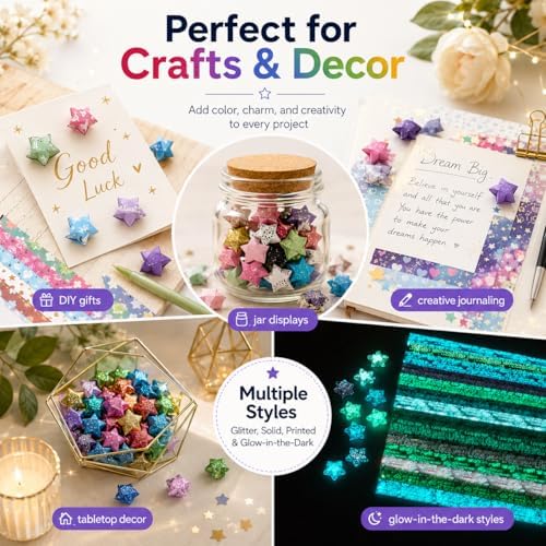 840 Sheets Luminous Origami Stars Papers with 4 Different Designs, Origami Star Paper Strips Lucky Star for DIY Arts Crafting, Handicraft (Multicolor) - Image 6