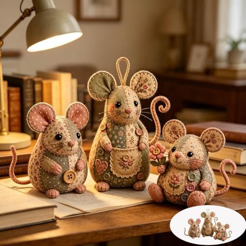 Patchwork Mouse DIY Kit, Handmade Sewing Craft Set,Cute Mouse Ornament DIY Kit, Pre-Cut Floral Fabric Sewing Set with Tools & Stuffing, for Adults, Beginners, Gift for Birthdays, Holidays (Type B) - Image 7