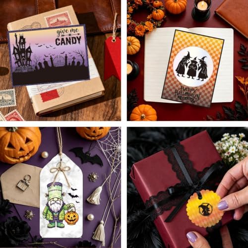 GLOBLELAND 6 Sheets Halloween Ghosts Witches Clear Stamps Set with 2 Style Scrapbook Papers for Card Making DIY Scrapbooking Photo Album Decor - Image 7