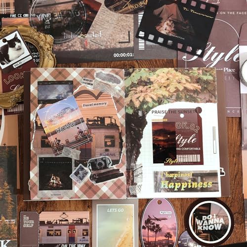 Scrapbooking Supplies Kit, Aesthetic Daily Life Travel Scrapbook Kit for Bullet Junk Journal, Stationery, A6 Grid Notebook, Flower DIY Journaling Supplies, Birthday Craft Gift Teen Girl Women - Image 7