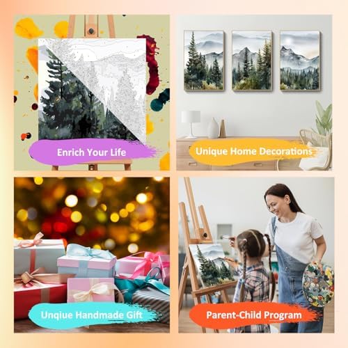 Mandun Landscape Paint by Numbers Kit for Adults, 3 Pack, 7.8x11.8 inch - Image 7