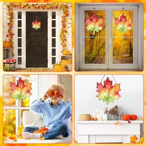 24 Pcs Fall Coloring Wreath Crafts Color Your Own Fall Crafts, Maple Leaves - Image 7